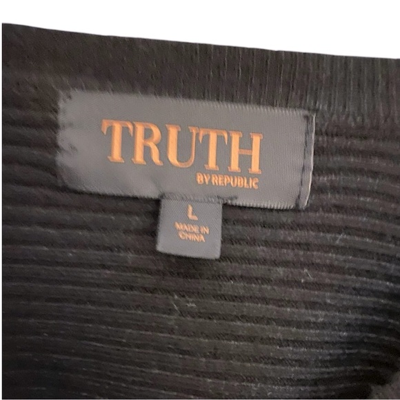 TRUTH by Republic Ribbed Black Dolman Cardigan Size L - Picture 4 of 12